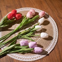 [올리브덴] 튤립조화 망고튤립꽃다발 테이블조화 한송이 4color, 다홍