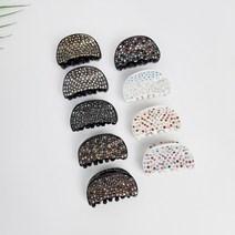 프랑스핀 블랙 큐빅 스톤 하프문 스몰 헤어 집게핀