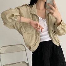 순이들 여성 견장 포켓 스트링 바람막이 집업