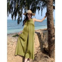 유럽여행원피스 보헤미안 휴양지 롱 리조트룩 샬랄라
