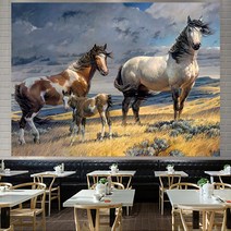 백마도 칠마도 달리는 말 그림, 폭 2.0mx 높이 1.5m 설치 패키지 + 별빛 보내