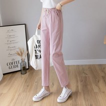 iPSTO SALE 코튼린넨 여성 9부 면 바지 여름 밴딩 팬츠
