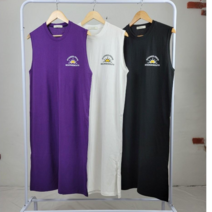 나인테일 캐주얼 여름 홈웨어 이지웨어 프린팅 민소매 나시 옆트임 라운드넥 롱원피스