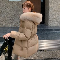 메종베이지 리얼 폭스퍼 후드 숏 다운 패딩
