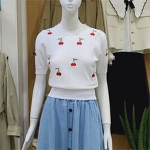 클리지 DP01 앵두 자수 펀칭 라운드 니트 CN4WKT12