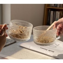 미플래닛 요거트볼 시리얼볼 홈카페 글라스 대용량 손잡이 볼, A.해바라기