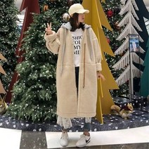 양털 퍼 후드 무스탕 롱코트