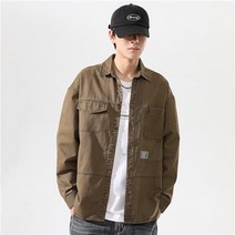 빈티지데님셔츠 코트 남자 봄가을 계절 고퀄리티 감각 건달카리스마 긴팔 옷 와이드 루즈핏 클래식 카고 재킷 4998651011