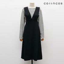 코인코즈 단가라 티셔츠 멜빵 원피스 세트 (IY1AO9020)