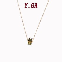 Y.GA 다크 그린 쇄골 목걸이 지르코늄 감람 작은 티타늄 강 선물 기념일 생일 명원