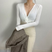 슈잼마켓 / 모달 브이넥 묶음 꼬임 티셔츠