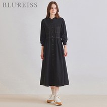 블루레이스 블루레이스 스티치라운드넥데님루즈핏원피스_B3F1OP3211