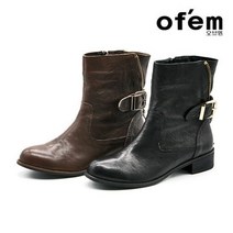 오브엠 여성 소가죽 주름 하프 앵클부츠 F13A4577