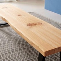 라피노 뉴질랜드산 소나무 벤치 네츄럴 통 원목 카페 인테리어 나무 우드 벤치 의자 2인, W1600 x D350 ~ 380 x 60T