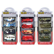 [토이천국] 미니카 4p 세트 / 경찰차 소방차 군용차 / 아이들이 좋아하는 특수차 모음, 미니카 4p 세트_소방차