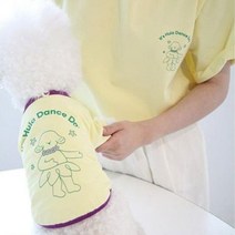 유앤펫 강아지옷 썸머 타임 일러스트 티셔츠 중형견 대형견 옷, 옐로우