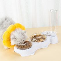 반려동물 고양이 강아지 자동급수기+급식기 세트, 화이트