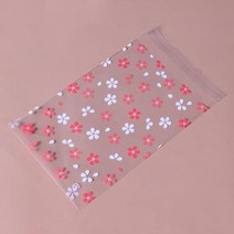예쁜 꽃무늬 포장 OPP 접착식 비접착 비닐 봉투, 200장 접착식 12x18+3