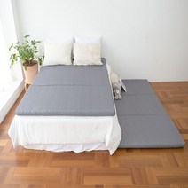3단 접이식 마약 매트리스 원룸 침대 토퍼 바닥 딱딱한 단단한 수면매트 잠웰, 퀸(145x200), 그레이