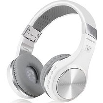 Bluetooth 헤드폰 PC/휴대폰/TV용 유선 및 무선 마이크 및 볼륨 조절 기능이 있는 Riwbox XBT-80 접이식 무선 스테레오 헤드폰 오버이어(화이트 및 실버)-33793, [03] 실버 화이트