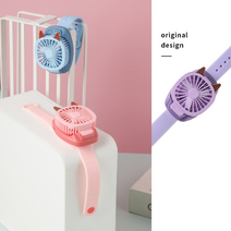 손목 팔찌 휴대용 LED 선풍기 시계 손풍기, 마카롱퍼플
