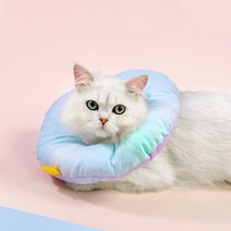 미우프 강아지 고양이 넥카라 상처보호 중성화 쿠션 깔대기, 파우더 옐로우, 도넛