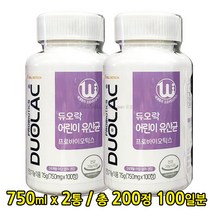 무배 듀오락 어린이 유산균 750mg X 100정, 2개