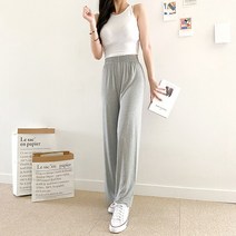 지앤씨 M-2XL (44-88) 여성 찰랑 모달 일자 와이드 밴딩 시원한 쿨 팬츠
