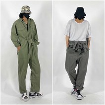 남자 오버핏 와이드 워싱코튼 20수면 점프수트 점프슈트 멜빵바지 작업복 아메카지 워크웨어