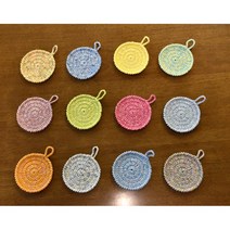 핸드메이드 원형 티코스터 파스텔 6p 세트 컵받침