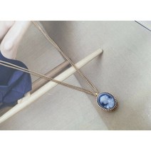 14k 까메오 두 줄 체인 목걸이