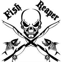 Fish Reaper 해골 스티커 자동차 낚시 매니아 데칼 스티커, FISHREAPER 블랙, 1개