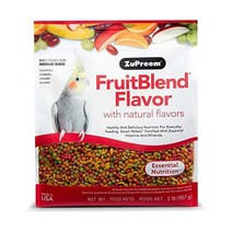 ZuPreem 과일 블렌드 맛 펠릿 중간 새를 위한 새 음식 2파운드 2팩 코카텔 퀘이커 러브버드 스몰 코너를 위해 미국에서 만들어진 데일리 블렌드, FruitBlend_2 Pound (Pack of 1)