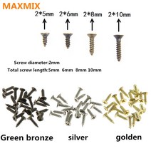 수맥차단매트 MAXMIX-100 개 2x5mm 2x10mm 납작한 머리 나사 목수의 작은 가구 나무 상자 하드웨어 액세서, 02 2X6mm_03 Bronze