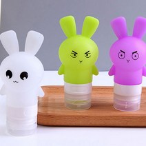 PKMALL 토끼 캐릭터 실리콘 소분용기 화장품 샴푸 린스 공병, 그린, 75ml, 1개