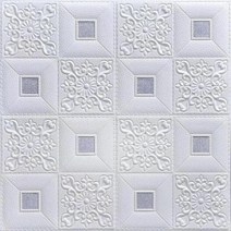 아스텍스 사무실 천장 욕실 택스 마감재 3 벽돌 스티커 지붕 장식 폼 스테레오 방수 배경 벽지, white silver+1pcs 35X35cm