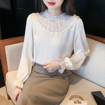 핀턱 프릴 긴팔 블라우스 하늘비즈 C11 T206I289