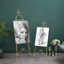 북유럽 철제 그림 액자거치대 받침 스탠드 이젤- 모던 스캐치, 블랙 - 노멀 사이즈