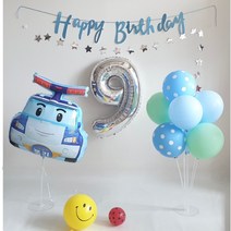 (씽씽파티팩) 로보카 폴리 세트 캐릭터 풍선 생일 벌룬 가랜드(돌 두돌 천일1000일)