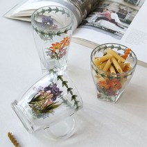 DIW84F2EF 와일드 꽃무늬 모티브 글라스 언더락 주스잔 야생화 유리컵 고급스러운 무광 스텐 다용도 냄비 부엌 업소, 도매프리 언더락