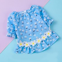 데이지 드레스 애완 동물 옷 개 고양이 여름 꽃 공주 포메 라니아 Bichon 테디 작은 얇은 치마 용품, 01 파란_03 M