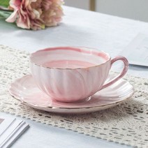 재벌집막내아들 찻잔 핑크 도자기 티 컵과 접시 세트 200ML 영어 오후 차 한 아침 우유 컵 Coffeeware 커피 잔 세라믹, [01] PINK