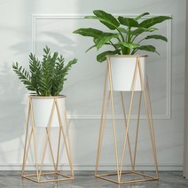 화분대 정리 금장 철제 홈가드닝 거실 베란다 야외, 골드 47cm