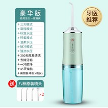 물칫솔 물 양치 수압 칫솔 구강세척기 이가기 전동 충치기 가정용 치아세척기 치아 세정치, 06 연두색（3모드+8노즐+2500밀리암페어）