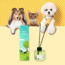 [1+1특가]위스펫 반려동물 강아지 고양이 천연 아로마 디퓨저 선물 실내방향제 120ml, 바질+자스민, 라탄코스터