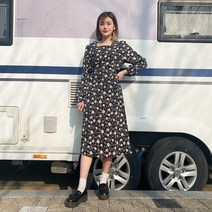 VANANA2 잔꽃패턴 러블리 플라워 여성 쉬폰 맥시 롱 원피스 블랙