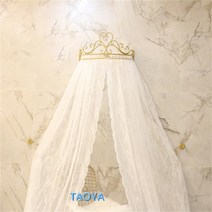 골드 왕관 캐노피 공주침대 웨딩배드 여자아이방꾸미기 여아캐노피 침대가림막, 그레이 캐노피