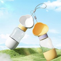 믹스MICS 반려동물 휴대용 물병 사료통 간식통 2in1 2단 3단 아웃도어 산책 용품 강아지 고양이 애견 애묘, S(350ml), 옐로우