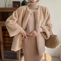 우아한 20대여자 인조 밍크코트