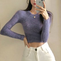 기모 부클 크롭 긴팔 티셔츠 4col